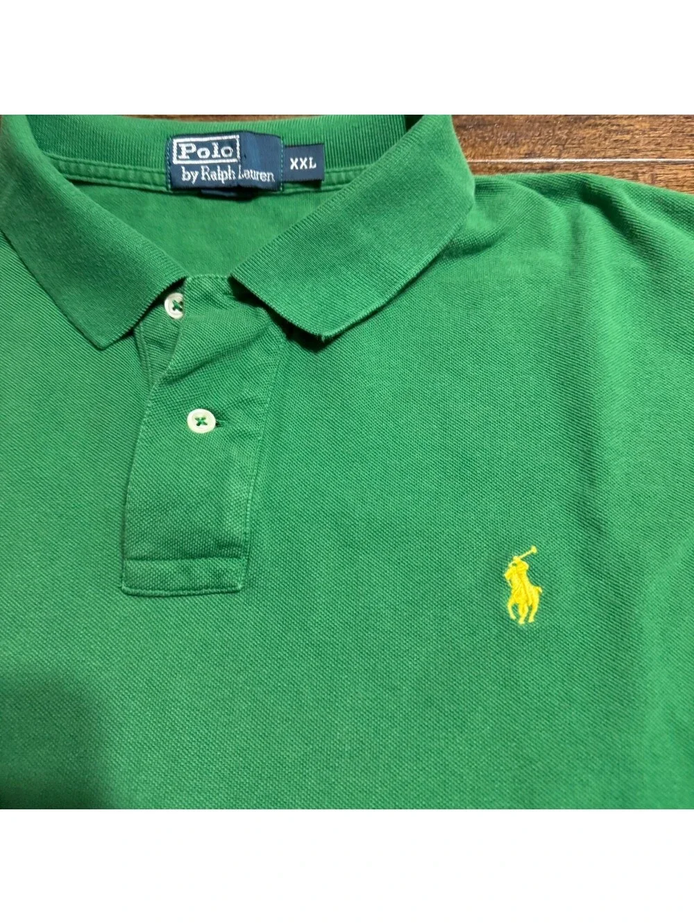 Vintage Polo Ralph Lauren Polo Shirt Men’s Green Polo w\ Yellow Pony Logo - XXL